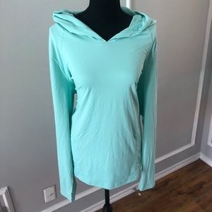 Mint green hooded workout top